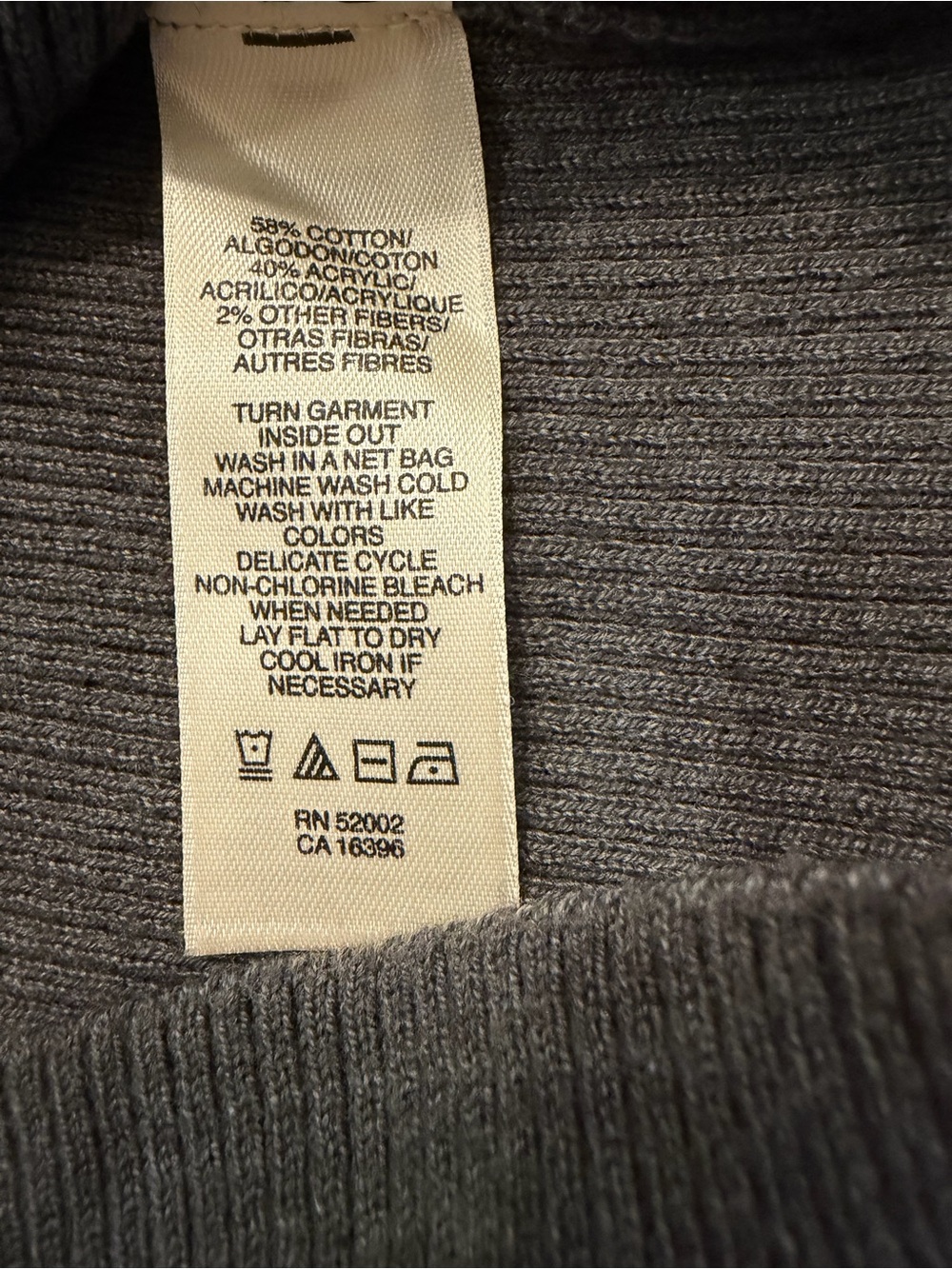 DKNY- Charcoal Gray Rhinestone Logo Sweater - Picture 7 of 7